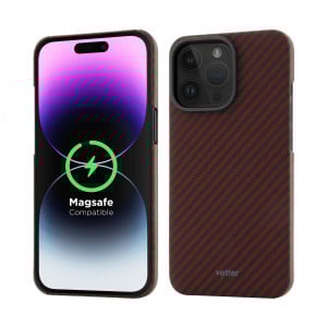 Huse iPhone 14 Pro Max, Husa iPhone 14 Pro Max made from Aramid Fiber, Kevlar, Compatibila MagSafe,Rosu - vetter.store