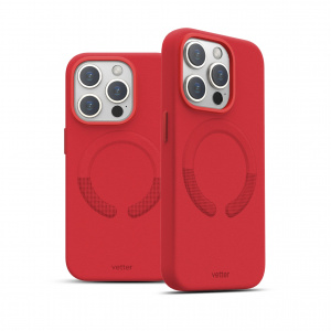 Huse iPhone 15 Pro Max, Husa iPhone 15 Pro Max Clip-On Vegan Leather, Compatibila MagSafe, Crimson Red - vetter.store _2