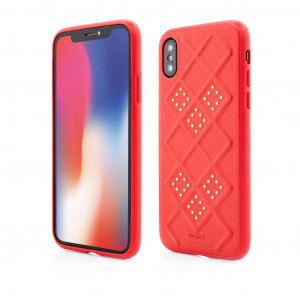 iPhone XS Smart Case, 3D Rhombus Design,Red