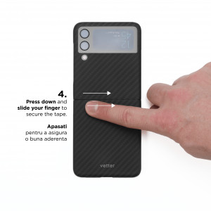 Huse Galaxy Flip Series, Husa Samsung Galaxy Z Flip3 5G, made from Aramid Fiber, Kevlar, Negru - vetter.store _5