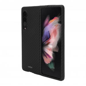 Huse Galaxy Fold Series, Husa Samsung Galaxy Z Fold3 5G, made from Aramid Fiber, Kevlar, Negru - vetter.store