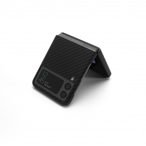 Huse Galaxy Flip Series, Husa Samsung Galaxy Z Flip3 5G, made from Aramid Fiber, Kevlar, Negru - vetter.store _1