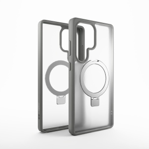 Samsung Galaxy S24 Ultra Clip-On Hybrid Case, matt, mit MagSafe faltbarem Ständer, titangrau