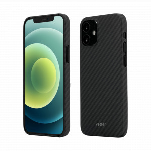 Huse iPhone 12 Mini, Husa iPhone 12 mini, made from Aramid Fiber, Kevlar, Neagra - vetter.store _2
