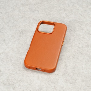 Husa pentru iPhone 16 Pro Max, leatherUP Class, Refined Touch, MagSafe Compatible, Orange Brown - vetter.store_2