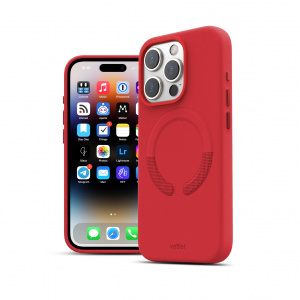 Huse iPhone 15 Pro Max, Husa iPhone 15 Pro Max Clip-On Vegan Leather, Compatibila MagSafe, Crimson Red - vetter.store _3