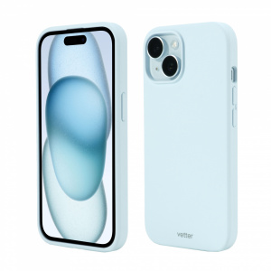Huse iPhone 15, Husa iPhone 15 Clip-On Soft Touch Silk Series Mag Safe Compatible, Light Blue - vetter.store