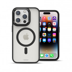 Huse iPhone 15 Pro Max, Husa iPhone 15 Pro Max Clip-On Hybrid, Matt, Compatibila MagSafe, Negru - vetter.store