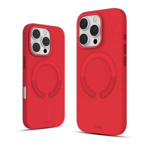 Huse iPhone 16 Pro, Husa iPhone 16 Pro, Clip-On Vegan Leather, MagSafe Compatible, Crimson Red - vetter.store _2