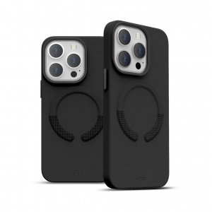 Huse iPhone 13 Pro, Husa iPhone 13 Pro Clip-On Vegan Leather, Compatibila MagSafe, Neagra - vetter.store _3