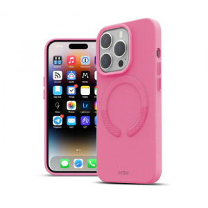 Huse iPhone 14 Pro, Husa iPhone 14 Pro Clip-On Piele Vegana, Compatibila MagSafe, Pink - vetter.store _3