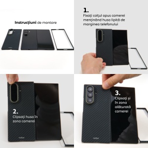 Huse Samsung Z Flip 7, Husa pentru Samsung Galaxy Z Flip7 5G, Clip-On, made from Aramid Fiber, compatibila MagSafe, Kevlar, Black - vetter.store_5