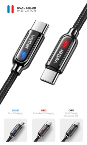 Cablu Smart USB-C, Auto Disconnect 2nd Gen, Led Status indicator, Negru-vetter.store_3