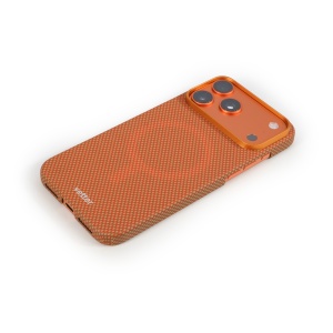 Case for iPhone 17 Pro, Clip-On MagSafe Compatible, made from Aramid Fibre, Kevlar, Cosmic Orange - Img 3