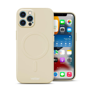 Huse iPhone 12 Pro, Husa iPhone 12 Pro Soft Pro Ultra, Compatibila MagSafe, Alb/Bej - vetter.store