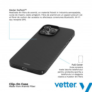 Huse iPhone 14, Husa iPhone 14 Clip-On, made from Aramid Fiber, Full Cover Kevlar, Compatibila MagSafe, Negru - vetter.store _3