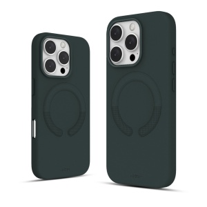 Huse iPhone 16 Pro, Husa iPhone 16 Pro, Clip-On Vegan Leather, MagSafe Compatible, Green - vetter.store _1