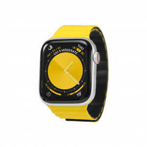 Curea keepON magnetica, Apple Watch 38/40/41/42 mm, galben cu negru