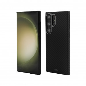 Huse Galaxy S23 Ultra, Husa Samsung Galaxy S23 Ultra Clip-On, made from Aramid Fiber, Kevlar, Compatibila MagSafe, Negru - vetter.store