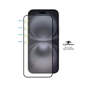 Folie iPhone 16, Protection des yeux, Verre trempé bloquant la lumière bleue