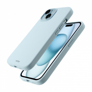 Huse iPhone 15, Husa iPhone 15 Clip-On Soft Touch Silk Series Mag Safe Compatible, Light Blue - vetter.store _1