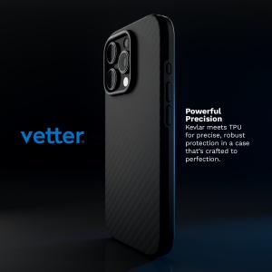 Husa Vetter din Kevlar si TPU pentru iPhone 16 Pro Max, vedere laterala cu textura aramidica