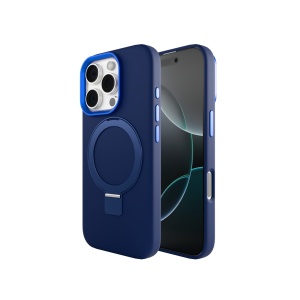 Huse iPhone 16 Pro Max , Husa iPhone 16 Pro Max, Clip-On  Silk Series with foldable stand, MagSafe Compatible, Blue - vetter.store