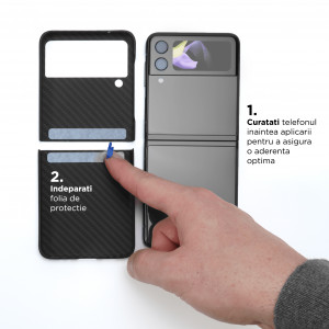 Huse Galaxy Flip Series, Husa Samsung Galaxy Z Flip4 5G Clip-On, made from Aramid Fiber, Kevlar, Neagra - vetter.store _5
