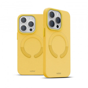 Huse iPhone 14 Pro, Husa iPhone 14 Pro Clip-On Piele Vegana, Compatibila MagSafe, Candy Yellow - vetter.store _2