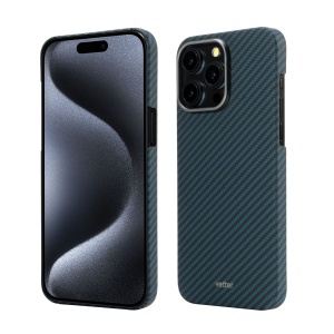 Huse iPhone 15 Pro Max, Husa iPhone 15 Pro Max, Compatibila MagSafe, Kevlar, Albastru - vetter.store