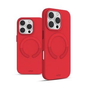 Huse iPhone 16 Pro, Husa iPhone 16 Pro, Clip-On Vegan Leather, MagSafe Compatible, Crimson Red - vetter.store _3