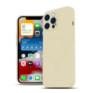 Huse iPhone 12 Pro, Husa iPhone 12 Pro Soft Pro Ultra, Compatibila MagSafe, Alb/Bej - vetter.store _3