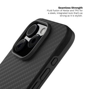 Huse iPhone 15 Pro Max, Husa iPhone 15 Pro Max, Clip-On MagSafe Compatible, Aramid Fiber, Hybrid Kevlar, Slim Series, Negru - vetter.store _4