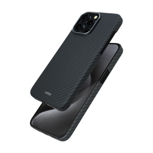 Huse iPhone 15 Pro, Husa iPhone 15 Pro Clip-On, made from Aramid Fiber, Kevlar, Compatibila MagSafe, Negru - vetter.store_3