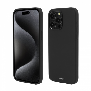 Huse iPhone 15 Pro Max, Husa iPhone 15 Pro Max Clip-On Soft Touch Silk Series Mag Safe Compatible, Negru - vetter.store