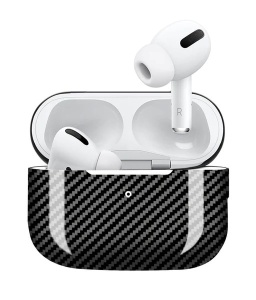 Husa AirPods Pro 2, carbon lucios, negru