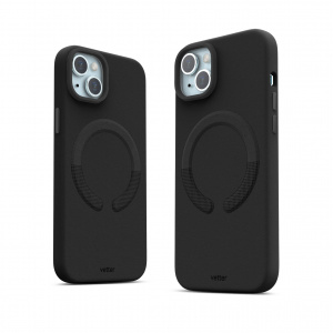 Huse iPhone 15 Plus , Husa iPhone 15 Plus Clip-On Vegan Leather, Compatibila MagSafe, Black - vetter.store _1