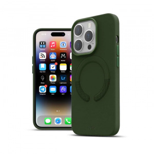 Huse iPhone 14 Pro, Husa iPhone 14 Pro Clip-On Piele Vegana, Compatibila MagSafe, Green - vetter.store _6
