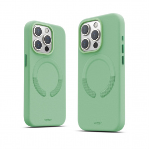 Huse iPhone 15 Pro Max, Husa iPhone 15 Pro Max Clip-On Vegan Leather, Compatibila MagSafe, Ice Sea Blue - vetter.store _1