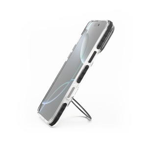 Huse iPhone 16 Pro, Husa iPhone 16 Pro, Clip-On Crystal MagSafe Compatible, with foldable stand, Transparent cu Negru - vetter.store _4