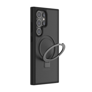 Huse Galaxy S24 Ultra, Husa Samsung Galaxy S24 Ultra Clip-On Hybrid, Matt, with MagSafe foldable Stand, Negru - vetter.store