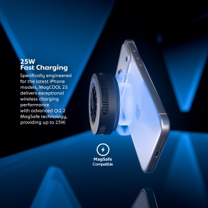 Vetter magCOOL 25 incarca wireless un iPhone cu pana la 25W prin Qi2.2, compatibil MagSafe