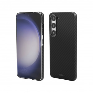 Huse Galaxy S23, Husa Samsung Galaxy S23 Clip-On, made from Aramid Fiber, Kevlar, Compatibila MagSafe, Negru - vetter.store