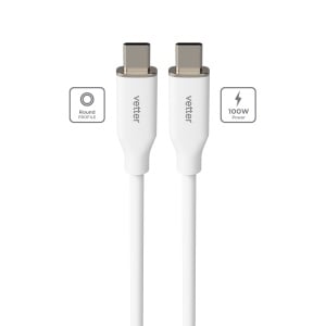 Cabluri Type-C, CabluType C to Type C, PRIMEcable, 100W, longstanding silicone cable, 1m, White - vetter.store_1