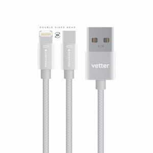 Cabluri Lightning, Cablu Lightning si Micro USB reversibil, Nylon Braided Wire, 1m - vetter.store