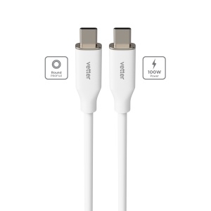 Cabluri Type-C, CabluType C to Type C, PRIMEcable, 100W, longstanding silicone cable, 1m, White - vetter.store_1