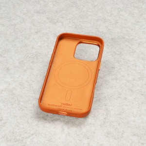 Husa pentru iPhone 16 Pro Max, leatherUP Class, Refined Touch, MagSafe Compatible, Orange Brown - vetter.store_1