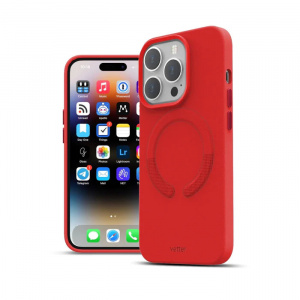 Huse iPhone 14 Pro, Husa iPhone 14 Pro Clip-On Piele Vegana, Compatibila MagSafe, Crimson Red - vetter.store _3