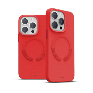 Huse iPhone 14 Pro Max, Husa iPhone 14 Pro Max Clip-On Vegan Piele, Compatibila MagSafe, Crimson Red - vetter.store _2