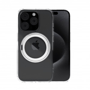 Huse iPhone 15 Pro, Husa iPhone 15 Pro Clip-On Crystal Compatibila MagSafe, with 360 degree rotating stand, Clear - vetter.store _1